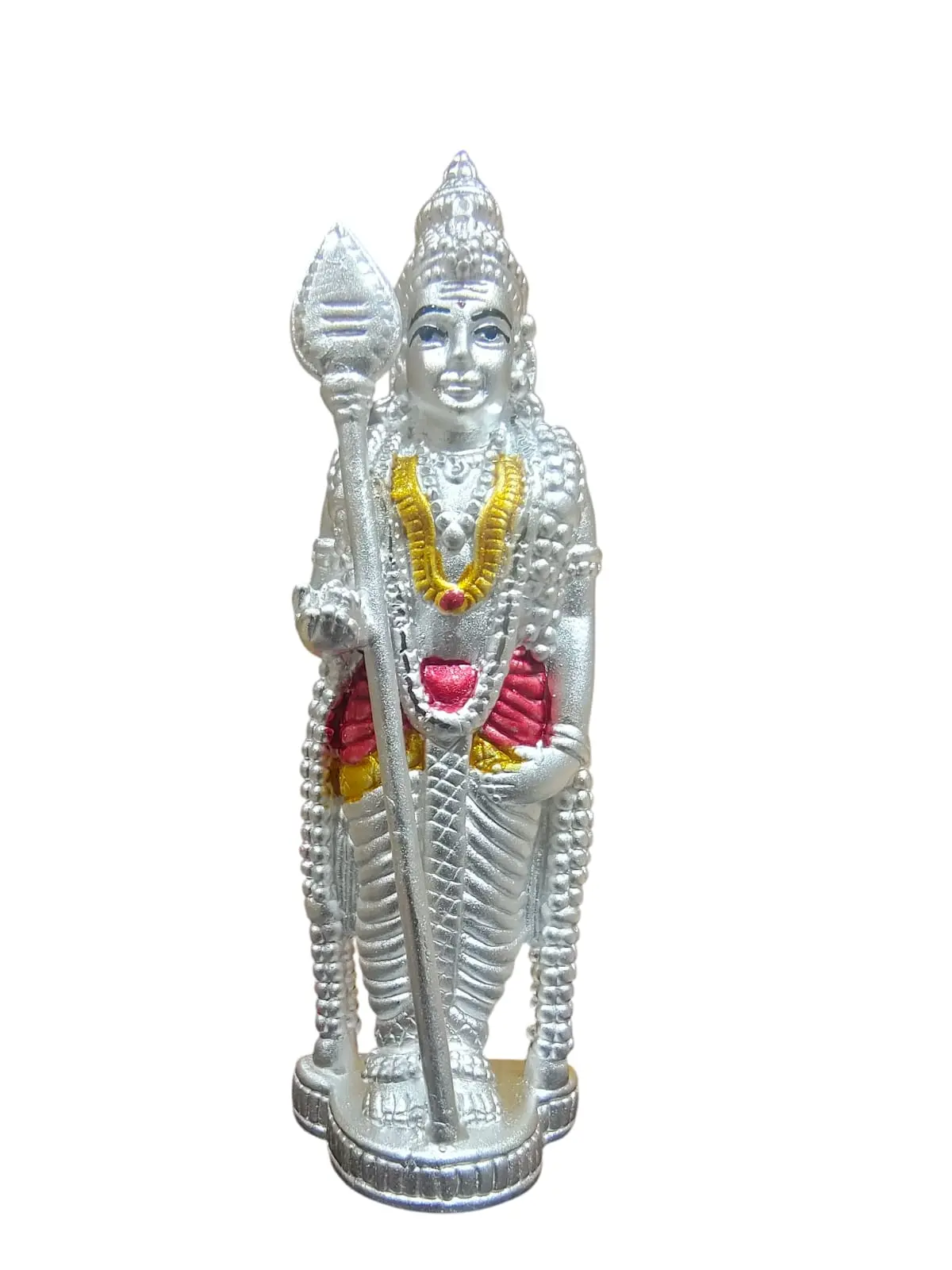 99.9 silver Murugan idol with Vel Emerald Idol